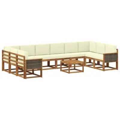 vidaXL Zunanja garnitura za sedenje 11 pcs Masiven les akacije