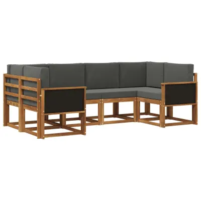 vidaXL Zunanja garnitura za sedenje 6 pcs Naravna in antracitna