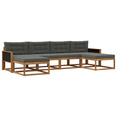 vidaXL Zunanja garnitura za sedenje 6 pcs Naravna in antracitna
