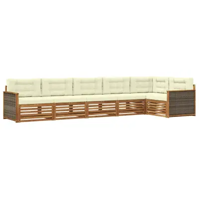 vidaXL Zunanja garnitura za sedenje z blazino 6 pcs Naravna in smetana