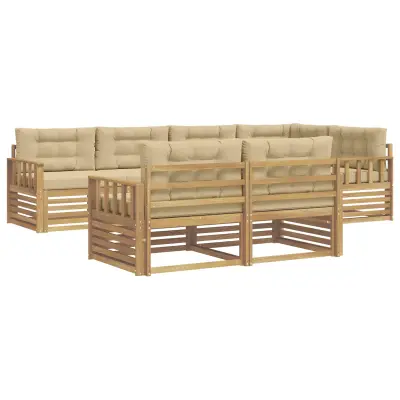 vidaXL Zunanja garnitura za sedenje 7 pcs Bela in bež Poliester