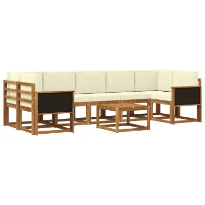 vidaXL Zunanja garnitura za sedenje z blazino 6 pcs Naravna in smetana