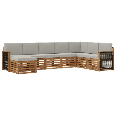 vidaXL Zunanja garnitura za sedenje 6 pcs Naravna in svetlo siva