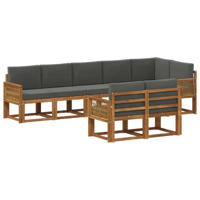 vidaXL Zunanja garnitura za sedenje 8 pcs Naravna in antracitna