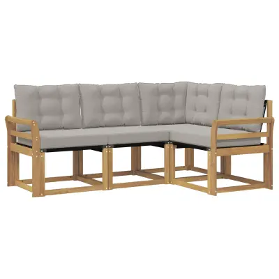 vidaXL Zunanja garnitura za sedenje 4 pcs Bela in svetlo siva