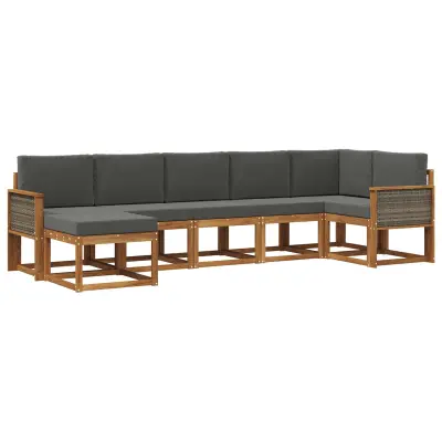 vidaXL Zunanja garnitura za sedenje 7 pcs Naravna in antracitna
