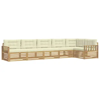 vidaXL Zunanja garnitura za sedenje 6 pcs Bela in krem Poliester