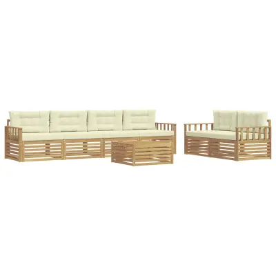 vidaXL Zunanja garnitura za sedenje 7 pcs Bela in krem Poliester