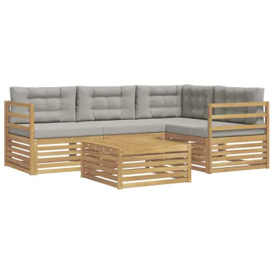 vidaXL Zunanja garnitura za sedenje 5 pcs Bela in svetlo siva