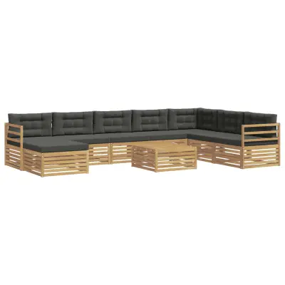 vidaXL Zunanja garnitura za sedenje 9 pcs Bela in antracit Poliester