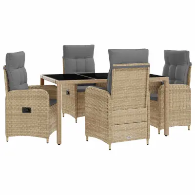 vidaXL Zunanja jedilnica z blazino 5 pcs Bež in svetlo siva