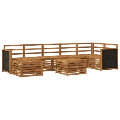 vidaXL Zunanja garnitura za sedenje 7 pcs Naravna Masiven les akacije