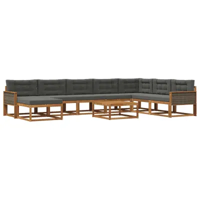vidaXL Zunanja garnitura za sedenje 9 pcs Naravna in antracitna