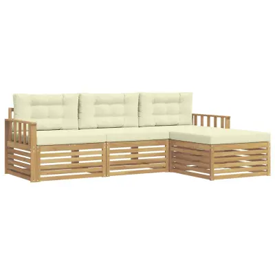 vidaXL Zunanja garnitura za sedenje 4 pcs Bela in krem Poliester
