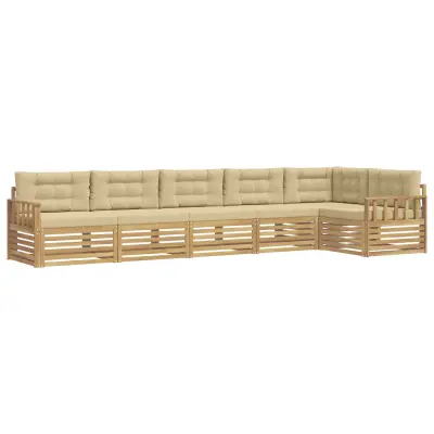 vidaXL Zunanja garnitura za sedenje 6 pcs Bela in bež Poliester