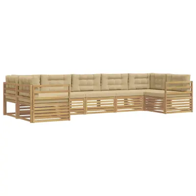 vidaXL Zunanja garnitura za sedenje 7 pcs Bela in bež Poliester