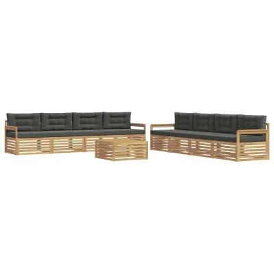 vidaXL Zunanja garnitura za sedenje 9 pcs Bela in antracit Poliester