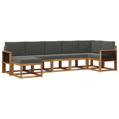 vidaXL Zunanja garnitura za sedenje 7 pcs Naravna in antracitna