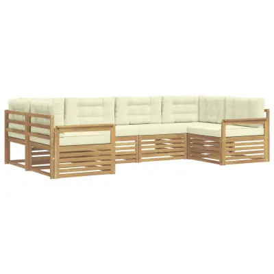 vidaXL Zunanja garnitura za sedenje z blazino 6 pcs Bela in krem