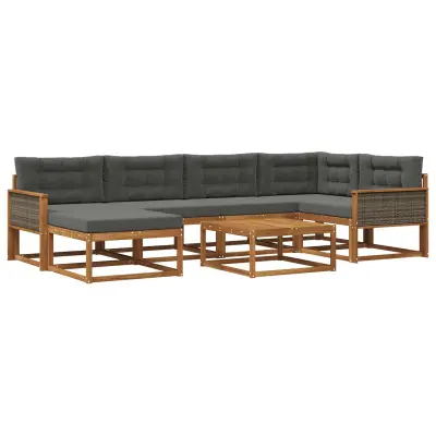 vidaXL Zunanja garnitura za sedenje 7 pcs Naravna in antracitna
