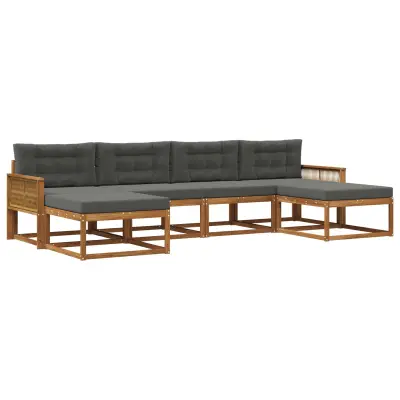 vidaXL Zunanja garnitura za sedenje 6 pcs Naravna in antracitna
