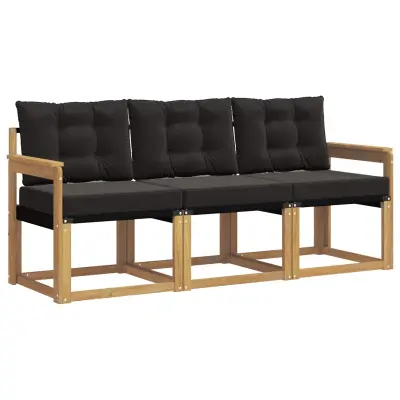 vidaXL Zunanja garnitura za sedenje z blazino 3 pcs Bela in črna