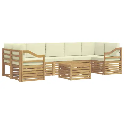 vidaXL Zunanja garnitura za sedenje 8 pcs Bela in krem Poliester
