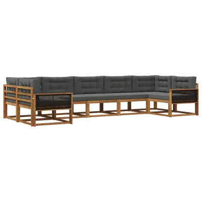vidaXL Zunanja garnitura za sedenje 7 pcs Naravna in antracitna