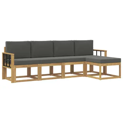 vidaXL Zunanja garnitura za sedenje z blazino 5 pcs Bela in antracit