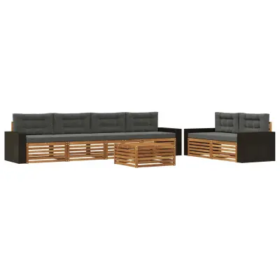 vidaXL Zunanja garnitura za sedenje 7 pcs Naravna in antracitna
