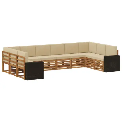 vidaXL Zunanja garnitura za sedenje 10 pcs Naravna in bež Poliester