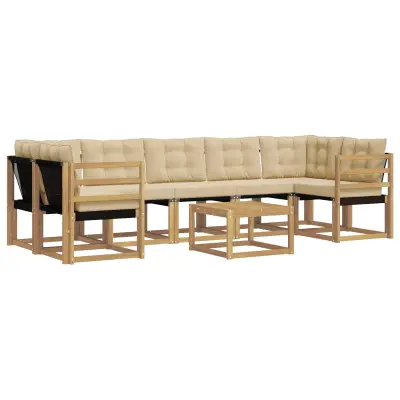 vidaXL Zunanja garnitura za sedenje z blazino 8 pcs Bela in bež