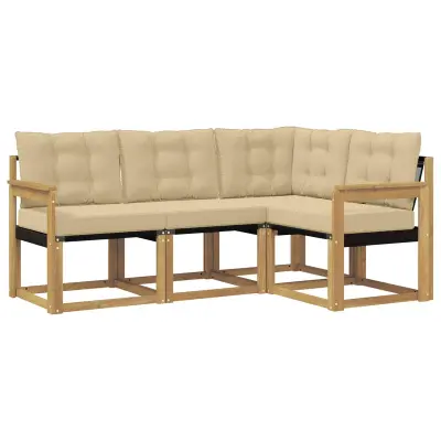 vidaXL Zunanja garnitura za sedenje z blazino 4 pcs Bela in bež