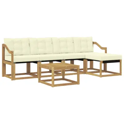 vidaXL Zunanja garnitura za sedenje z blazino 6 pcs Bela in krem