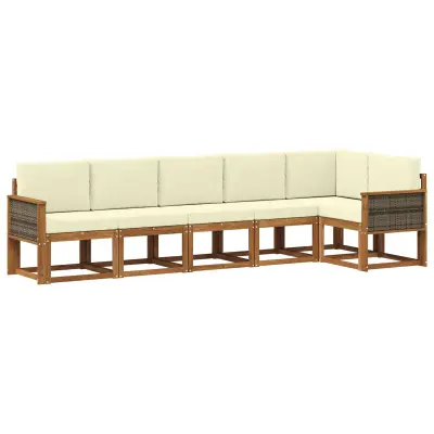 vidaXL Zunanja garnitura za sedenje 6 pcs Naravna in smetana Poliester