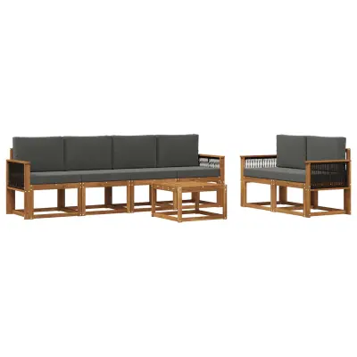 vidaXL Zunanja garnitura za sedenje 6 pcs Naravna in antracitna