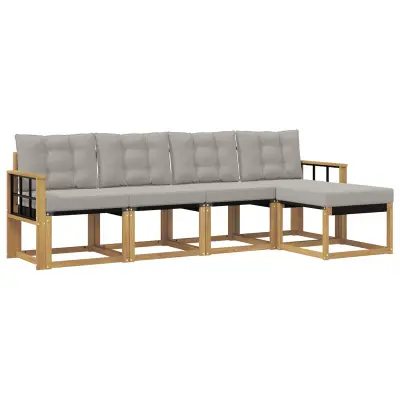 vidaXL Zunanja garnitura za sedenje 5 pcs Bela in svetlo siva