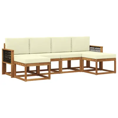 vidaXL Zunanja garnitura za sedenje 6 pcs Naravna in smetana Poliester