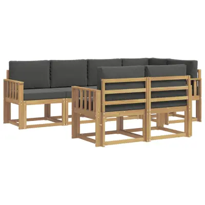 vidaXL Zunanja garnitura za sedenje 7 pcs Bela in antracit Poliester