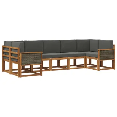 vidaXL Zunanja garnitura za sedenje 7 pcs Naravna in antracitna