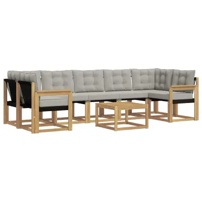 vidaXL Zunanja garnitura za sedenje 8 pcs Bela in svetlo siva