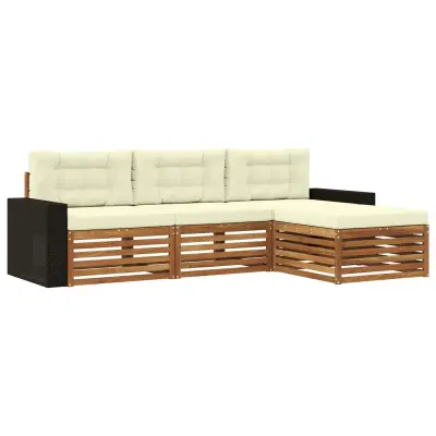 vidaXL Zunanja garnitura za sedenje 4 pcs Naravna in smetana Poliester