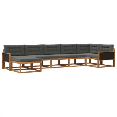 vidaXL Zunanja garnitura za sedenje 7 pcs Naravna in antracitna