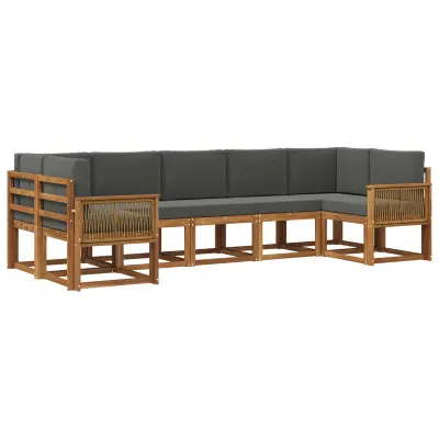 vidaXL Zunanja garnitura za sedenje 7 pcs Naravna in antracitna