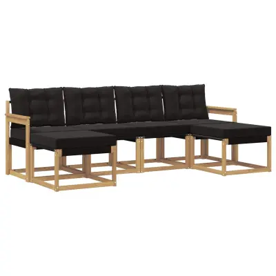 vidaXL Zunanja garnitura za sedenje z blazino 6 pcs Bela in črna