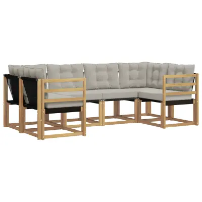 vidaXL Zunanja garnitura za sedenje 6 pcs Bela in svetlo siva