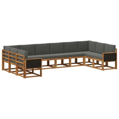vidaXL Zunanja garnitura za sedenje 10 pcs Naravna in antracitna