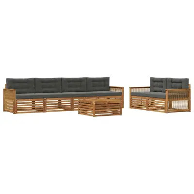 vidaXL Zunanja garnitura za sedenje 7 pcs Naravna in antracitna