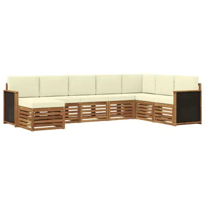 vidaXL Zunanja garnitura za sedenje z blazino 6 pcs Naravna in smetana