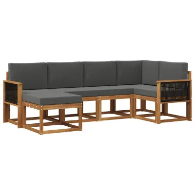 vidaXL Zunanja garnitura za sedenje 6 pcs Naravna in antracitna